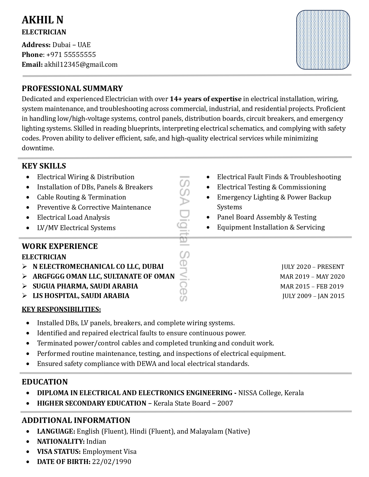 ATS-friendly CV Sample Design